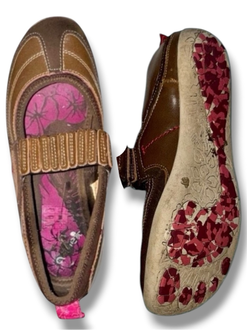 Cushe Merrell Mia Remy Brown Leather Floral Mary Jane Flats Size 9